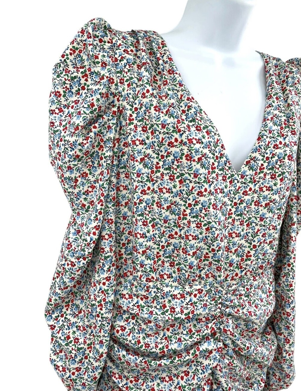 Notes Du Nord Dress Womens 38 Floral Ruffle Ruched Naya Puff Sleeve Symphony - Picture 4 of 16